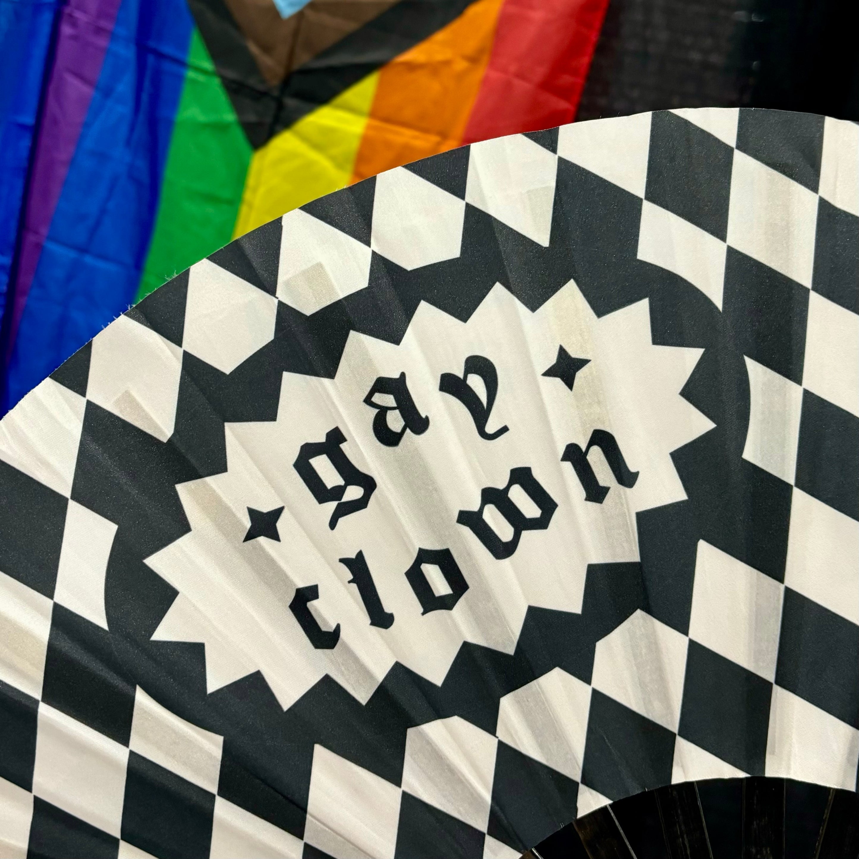 Gay Clown Bamboo Fan (B/W)