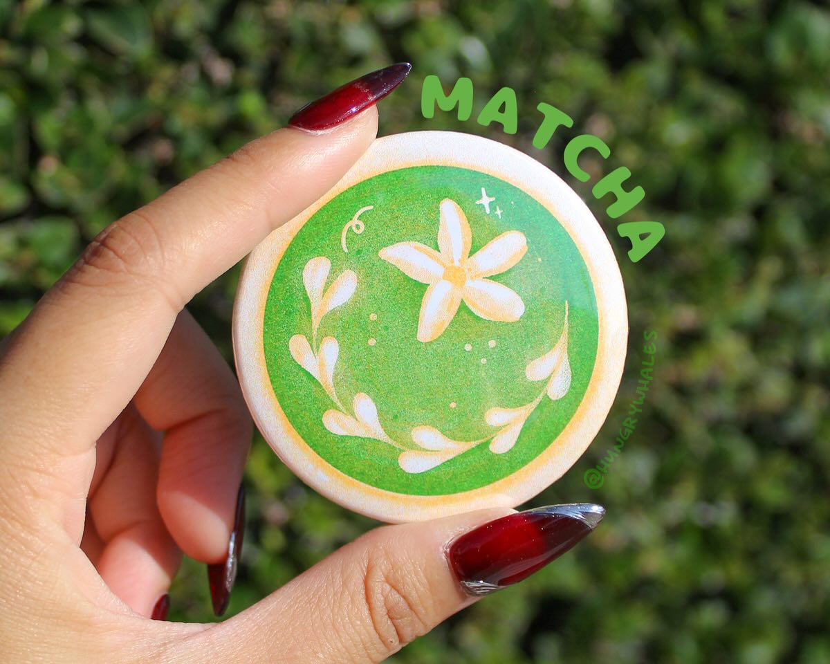 Matcha Latte Riso Button