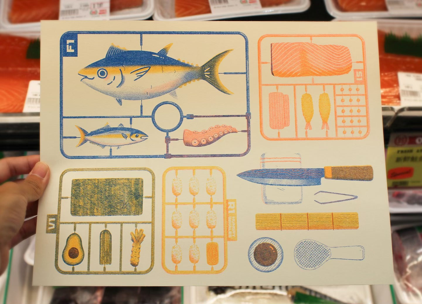 Sushi Gunpla Riso Print