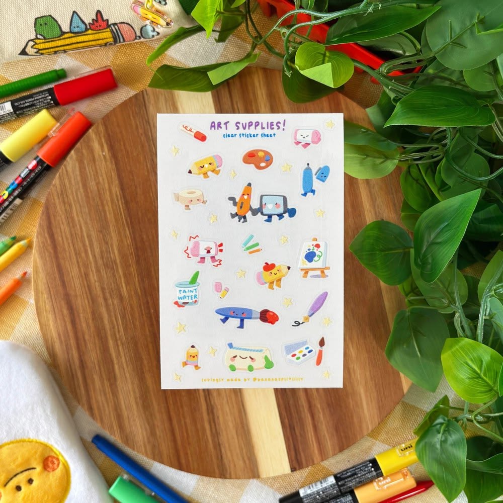 Art Supplies Clear Sticker Sheet
