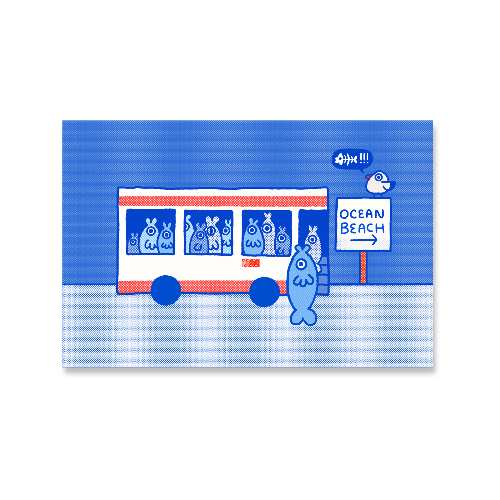 Fish Bus to Ocean Beach Postcard