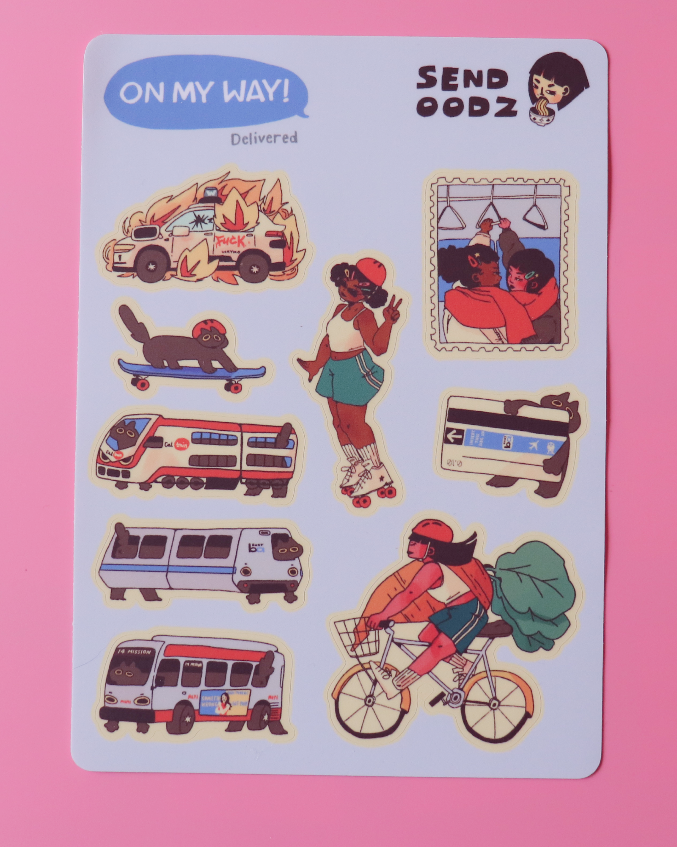 On my way! sticker sheet