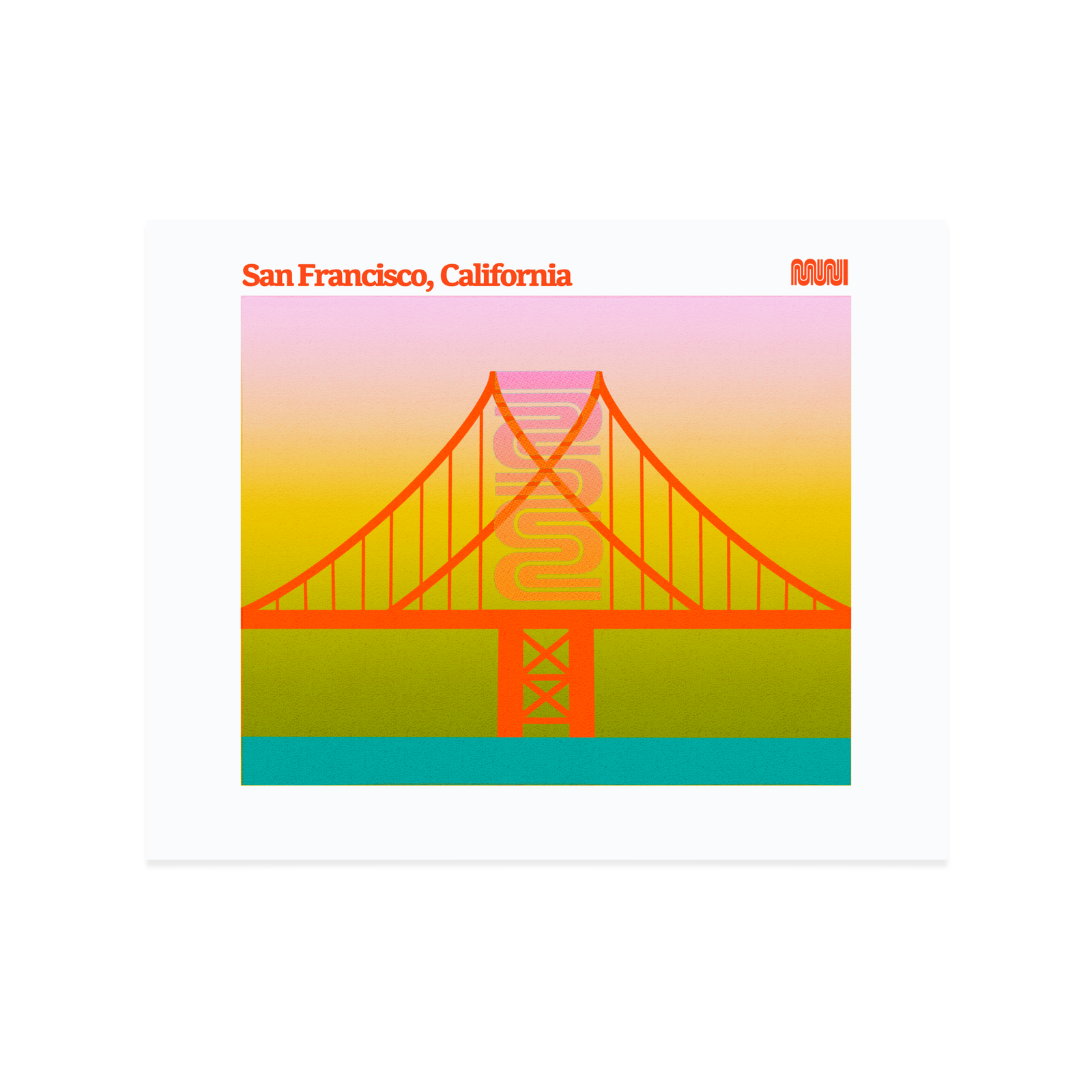 San Francisco Golden Gate Bridge x MUNI Postcard