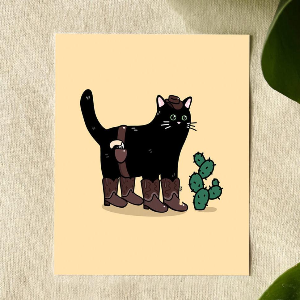 Desert Cowboy Cat 5x7 Print