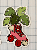 Pink Monstera Skate Sticker