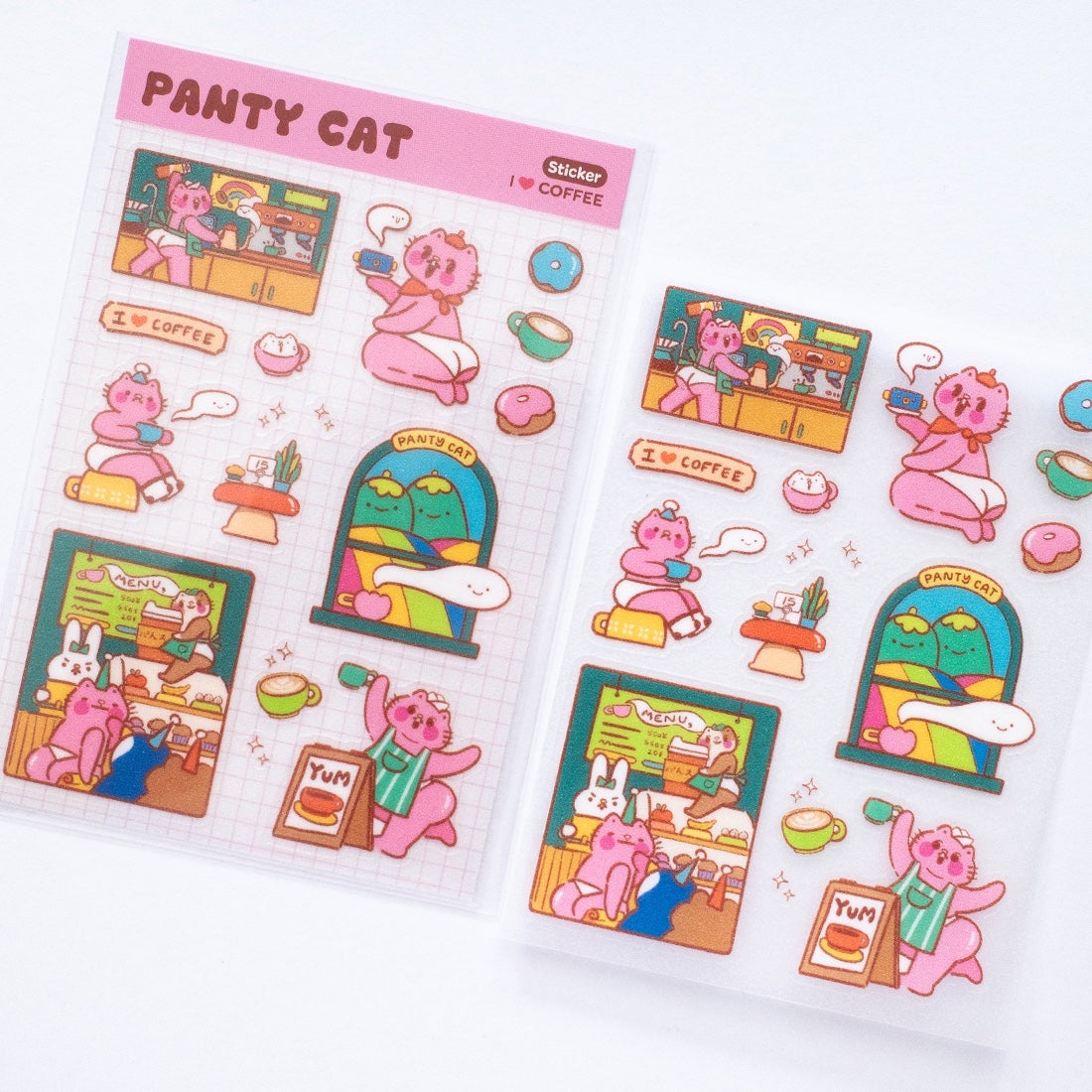 Coffee Panty Cat Sticker Sheet
