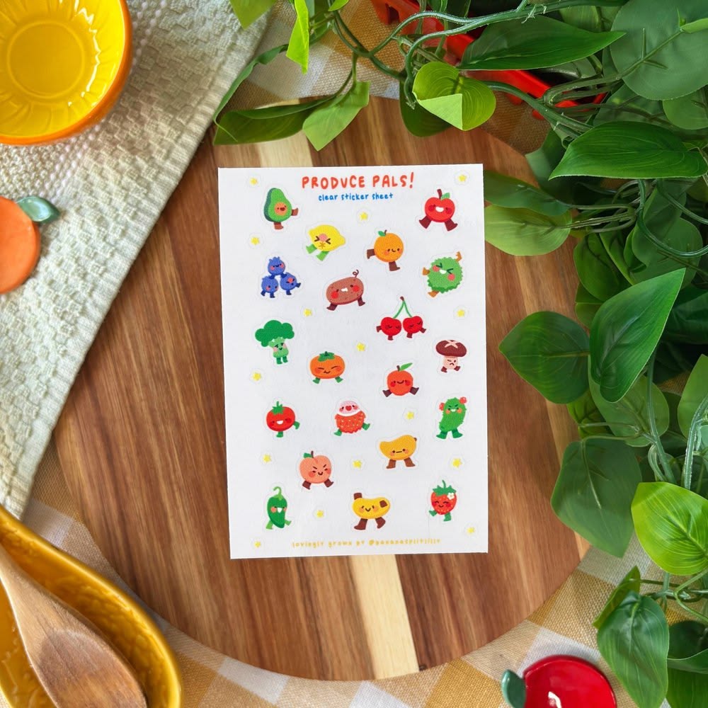 Produce Pals Clear Sticker Sheet