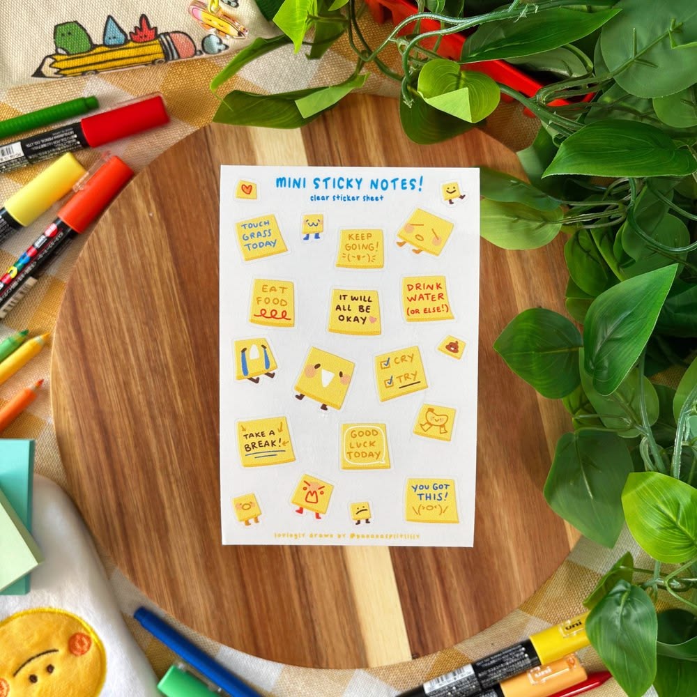 Mini Sticky Notes Clear Sticker Sheet