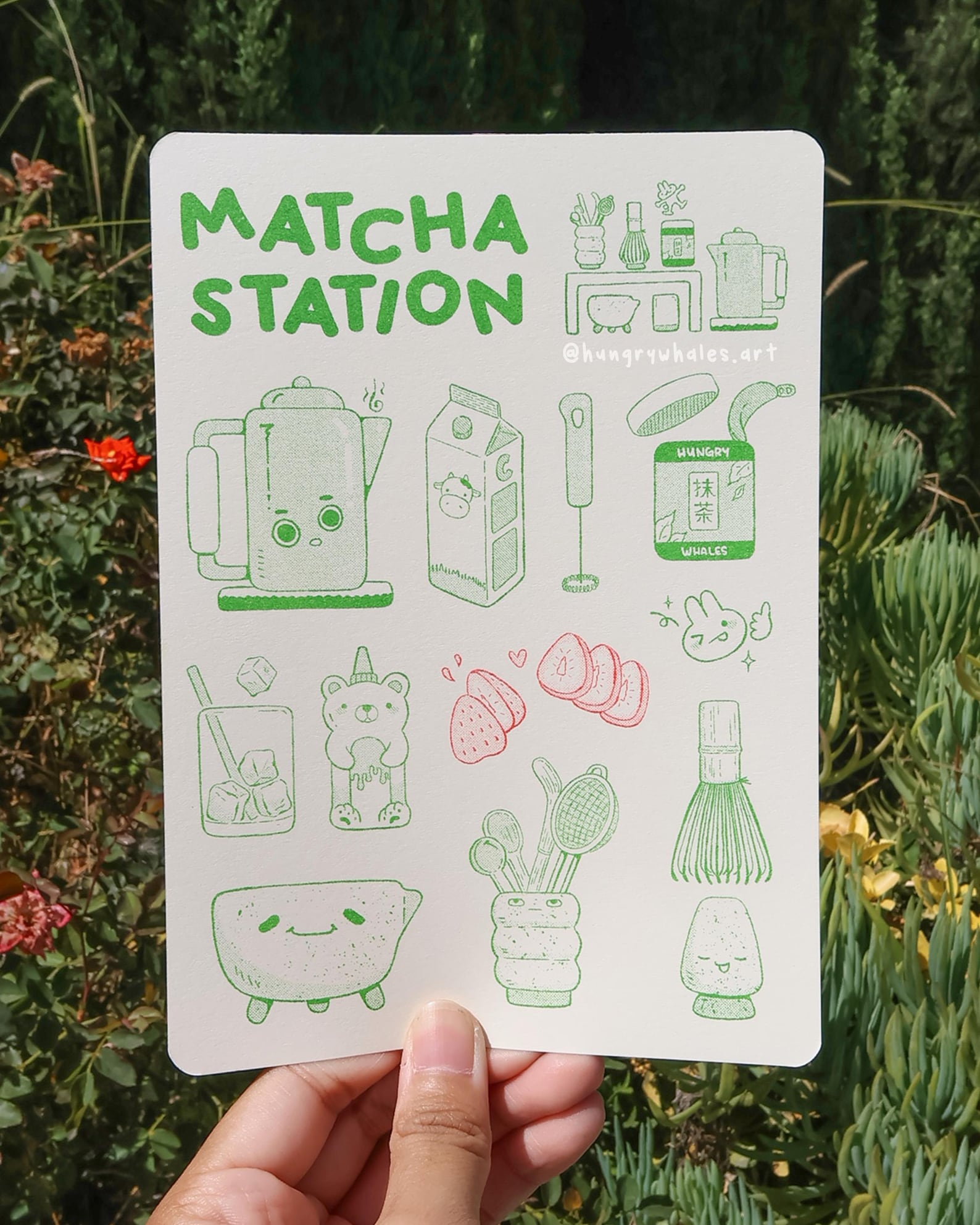 Matcha Station Riso Postcard