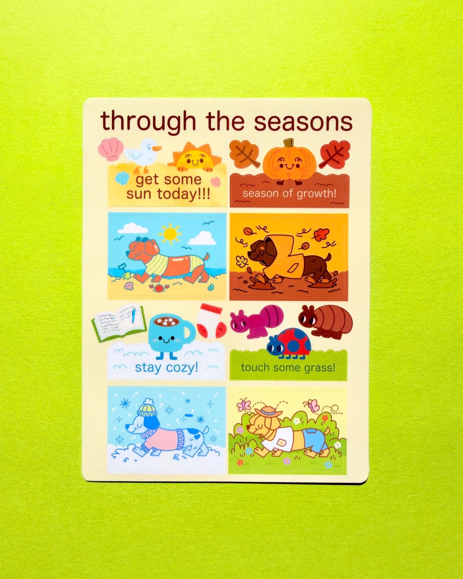 Through the Seasons Wiener Dog Sticker Sheet