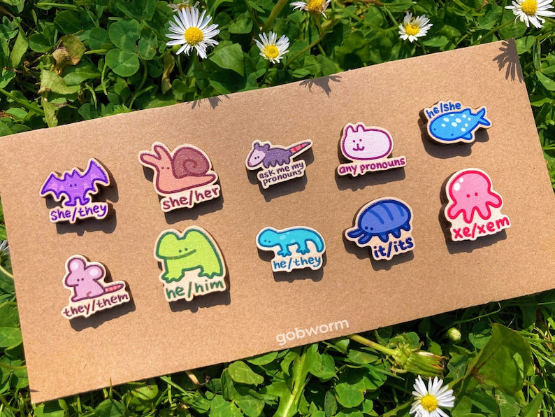 Wooden Pronoun Pin