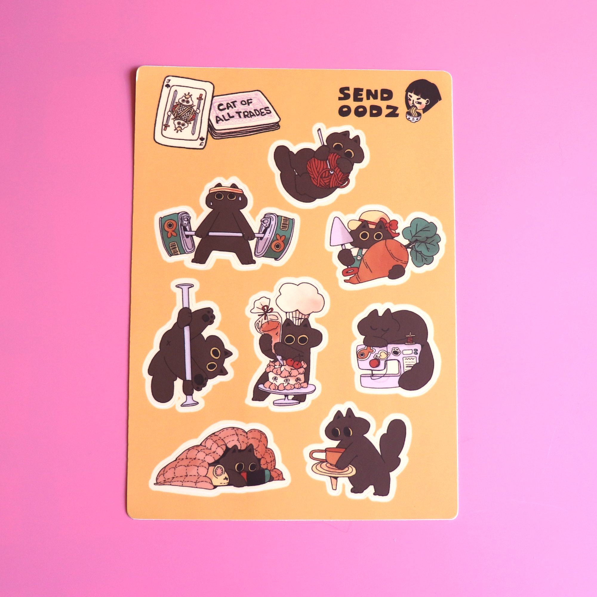 Cat of all trades sticker sheet