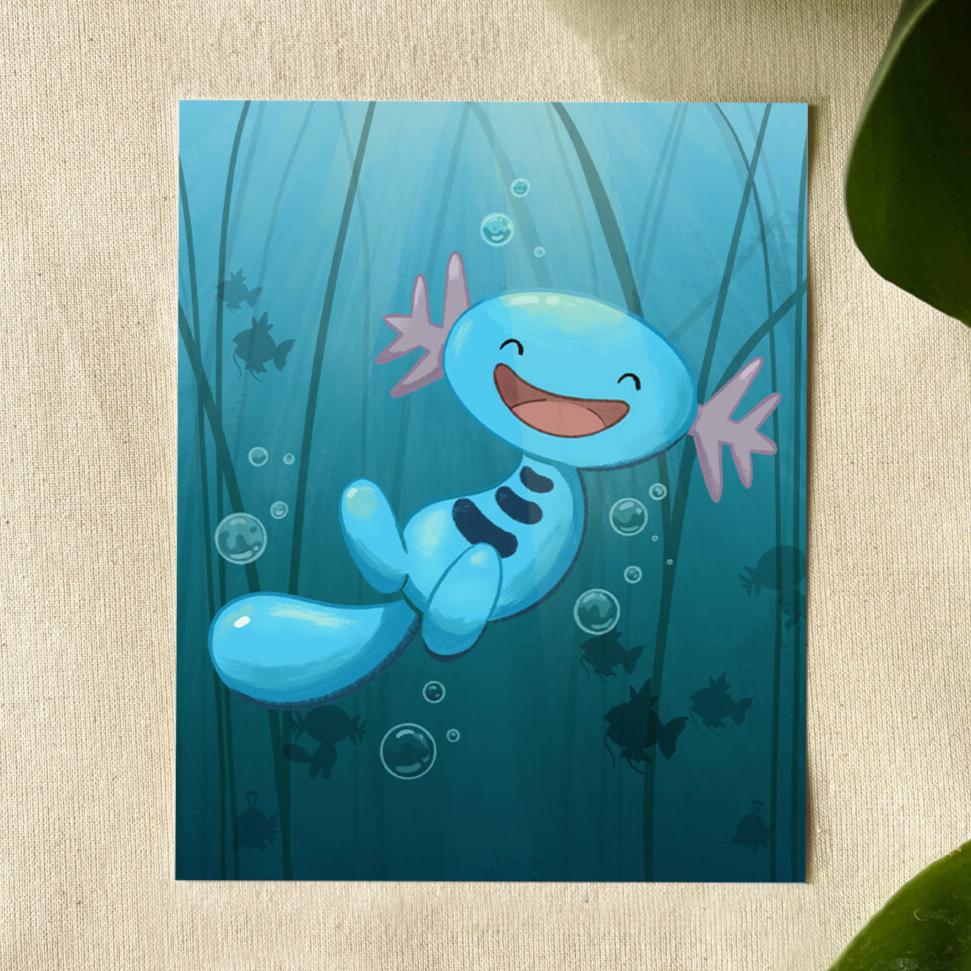 Water Axolotl 5x7 Print